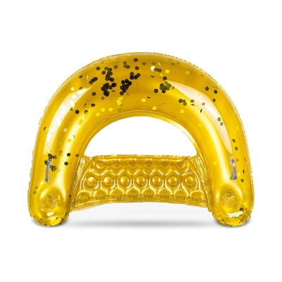 Inflatable Pool Float Chair with Sparkle Confetti, Gold