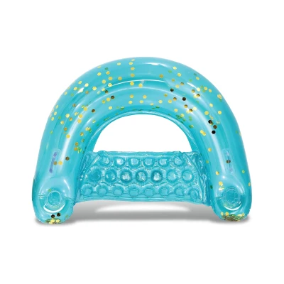 Inflatable Water Floating Chair with 2 Cup Holders, Blue+Gold