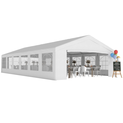 Outsunny 40'x20' Heavy Duty Large Party Tent & Carport with Removable Sidewalls, Windows, Portable Garage Canopy Tent, Sun Shade Shelter for Parties Wedding Outdoor Events, White