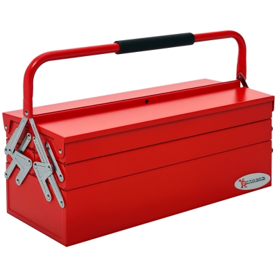 DURHAND 22" Metal Tool Box, Portable 5-Tray Cantilever Steel Tool Chest Cabinet for Garage and Warehouse, Red