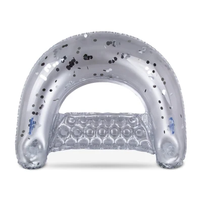 Inflatable Pool Float Chair with 2 Cup Holders, Silver
