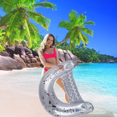 Inflatable Pool Float Chair with 2 Cup Holders, Silver
