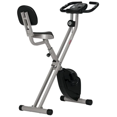 Soozier Foldable Indoor Stationary Bike with 8 Levels of Magnetic Resistance, Exercise Bike for Cardio Workout, Black