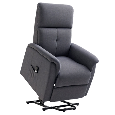 HOMCOM Power Lift Chair Electric Recliner Sofa for Elderly with Remote Control & Side Pocket for Living Room, Grey