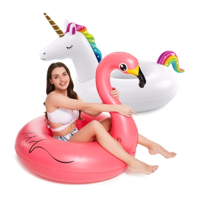 2 Pack Vinyl Floaties with Fast Inflation Valves, Multicolor