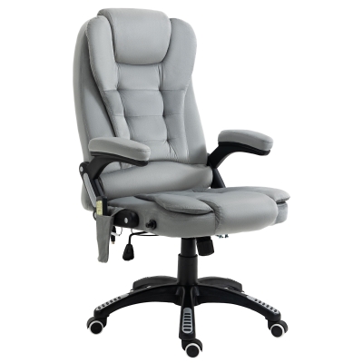 Vinsetto Ergonomic Vibrating Massage Office Chair High Back Executive Chair with 6 Point Reclining Backrest Padded Armrest Grey