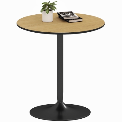 HOMCOM 27.6" Round Kitchen Table for 2, Modern Small Dining Table with Wood Veneer, Steel Base for Dining Room, Natural