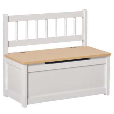 Qaba 2-in-1 Kids Toy Organizer Storage Bench, White