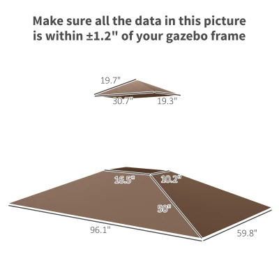 Grill Gazebo Canopy Replacement 96.1" L x 59.8" W Brown