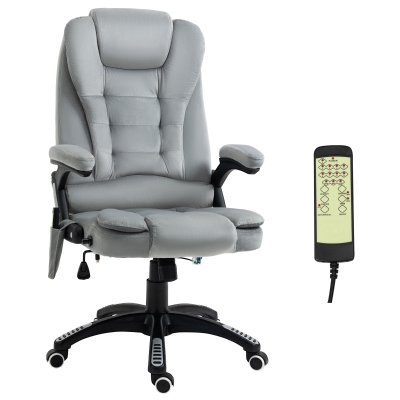 Vinsetto Ergonomic Vibrating Massage Office Chair High Back Executive Chair with 6 Point Reclining Backrest Padded Armrest Grey