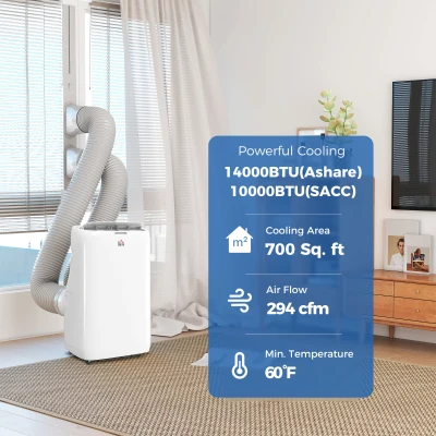HOMCOM 14000 BTU Portable Dual Hose Air Conditioner w/ Dehumidifier