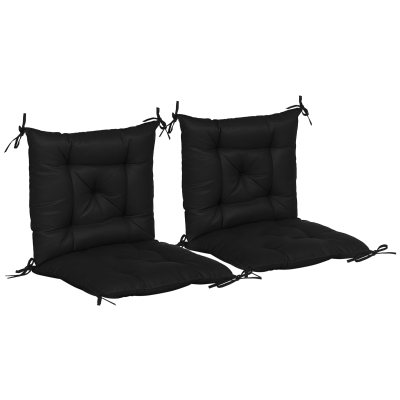 Outsunny Patio Chair Cushions Set of 2, 39" x 20" x 3" Outdoor Tufted Cushion Set with Ties for Indoor Outdoor Garden Furniture, Black