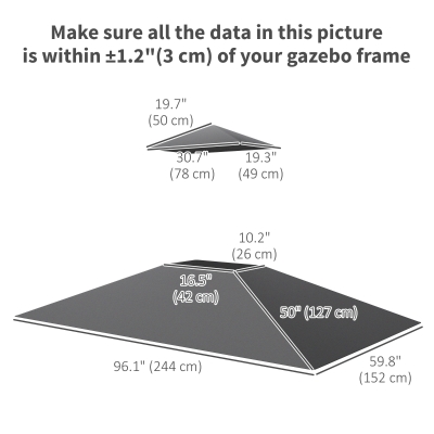 Outsunny BBQ Gazebo Canopy Replacement Roof, 5' x 8' Grill Gazebo Roof with UPF50+ Double Tiered Top Cover, Dark Grey