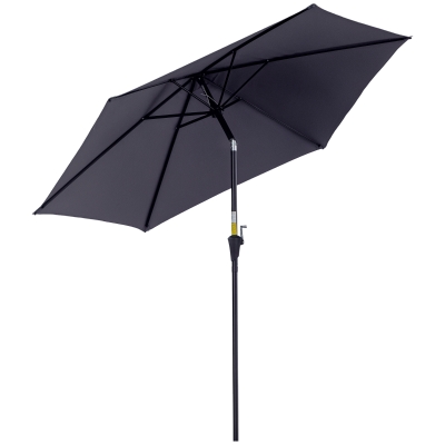 Outsunny 8.5FT Patio Umbrella, Round Garden Parasol with 6 Ribs, Market Sunshade Tilt Canopy w/ Crank Handle for Outdoor, Grey