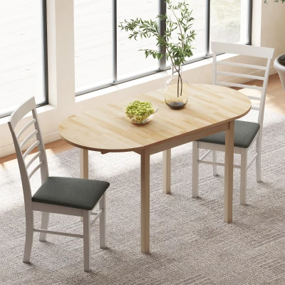 HOMCOM 55" Wood Drop Leaf Kitchen Table for Small Spaces, Natural