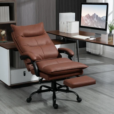 Vinsetto Massage Office Chair with Heat, Recline & Footrest, Brown