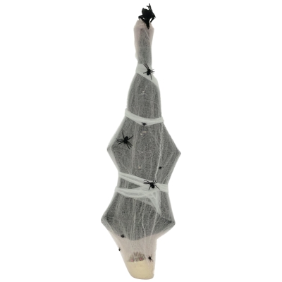 HOMCOM 55.9 Inch/4.7ft Life Size Outdoor Halloween Decoration Hanging Mummy with Spider Web, Animated Prop Decor with Sound and Motion Activated, Light Up Eyes, Creepy Sound