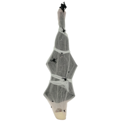 HOMCOM 55.9 Inch/4.7ft Life Size Outdoor Halloween Decoration Hanging Mummy with Spider Web, Animated Prop Decor with Sound and Motion Activated, Light Up Eyes, Creepy Sound