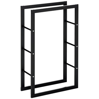 HOMCOM Firewood Rack Outdoor, Log Holder Fireplace Storage Rack with Handles and 220 lbs. Weight Capacity, 23.6" x 9.8" x 39.4", Black
