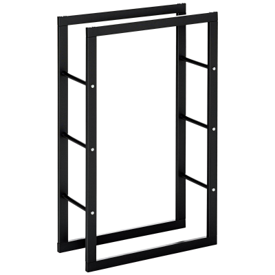 HOMCOM Firewood Rack Outdoor, Log Holder Fireplace Storage Rack with Handles and 220 lbs. Weight Capacity, 23.6" x 9.8" x 39.4", Black