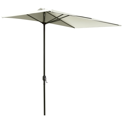 Outsunny 8ft Half Umbrella Outdoor Balcony Parasol Patio Garden Outdoor Window Sun Shade w/ 5 Ribs Beige