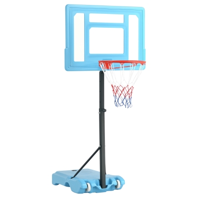 Soozier Poolside Basketball Hoop Stand, 36.5"-48.5" Height Adjustable Portable Hoop System Goal Stand, w/ Clear Backboard & Fillable Base for Adults & Teens, Blue