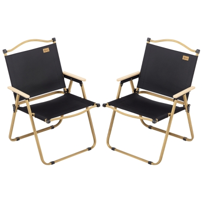 Outsunny 2 Pack Folding Camping Chairs, Lightweight & Portable, Black