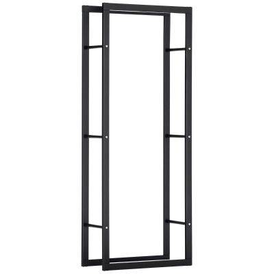 HOMCOM Firewood Rack Outdoor, Log Holder Fireplace Storage Rack with Handles and 220 lbs. Weight Capacity, 23.6" x 9.8" x 59.1", Black