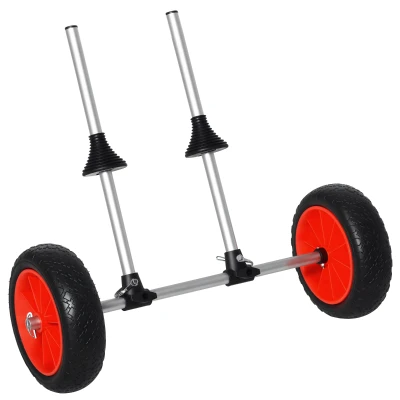 Soozier Universal Kayak Cart Trolley Trailer with Strong Aluminum Frame, Adjustable Width Crossbar, Large Tires