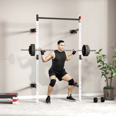 Folding Squat Rack 48" L x 23.6" W x 89.8" H White