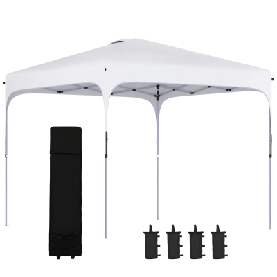 Outsunny 8' x 8' Pop Up Canopy Tent, Adjustable Outdoor Shelter, White