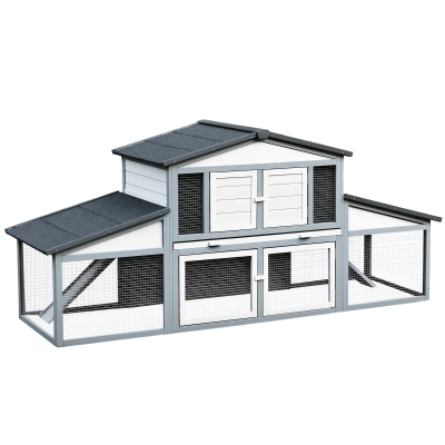 2-Tier Rabbit Hutch 88.5" x 27.5" x 39.25" Grey