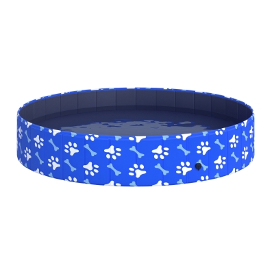 PawHut 12" x 63" Foldable Pet Pool, Portable Dog Bath Tub, Blue