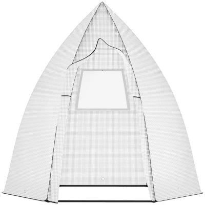 Outsunny 63" x 54" x 71" Greenhouse Portable Hot House for Plants with Zipper Door and Mesh Window for Outdoor, Garden, Patio, White