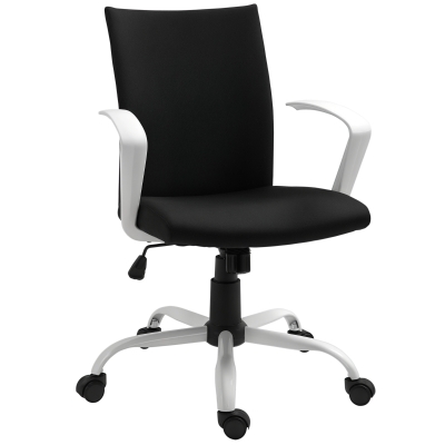 Vinsetto Linen Mid Back Office Chair With Tilt Function, Swivel Computer Chair, Black