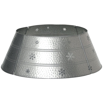 HOMCOM Christmas Tree Collar, Steel Skirt, 26" x 26" x 9", Silver