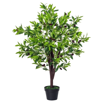 HOMCOM 4FT Artificial Olive Tree, Faux Decorative Plant in Nursery Pot for Indoor or   Décor, Green