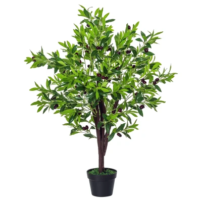 HOMCOM 4FT Artificial Olive Tree, Faux Decorative Plant in Nursery Pot for Indoor or   Décor, Green