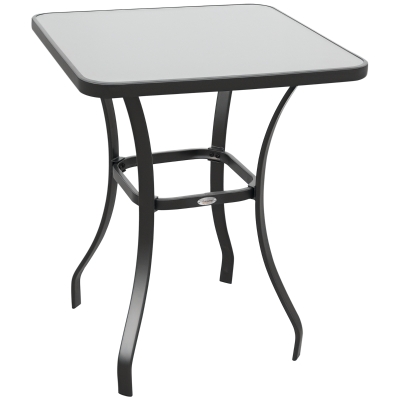 Outsunny 27" Square Bistro Table, Outdoor Glass Dining Table