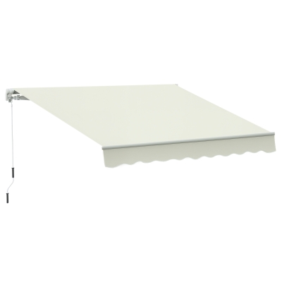 Outsunny 10' x 8' Manual Retractable Awning, Sun Shade Shelter Canopy, with Aluminum Frame and UV Protection for Patio Deck Yard Window Door, Cream White
