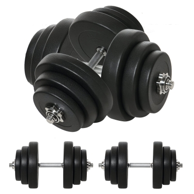 Soozier Adjustable 2 x 44lbs Weight Dumbbell Set for Weight Fitness Training Exercise Fitness Home Gym Equipment, Black (Pair)