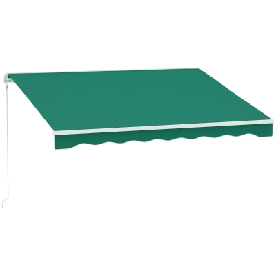 Outsunny 10' x 8' Electric Awning, Retractable Awning Sun Shade Shelter with Remote Controller, Manual Crank Handle and Aluminum Frame, for Deck, Balcony, Yard, Green
