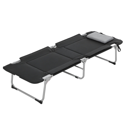Outsunny Folding Camping Cot Sleeping Beds for adults Office Outdoor Hiking Portable, Black