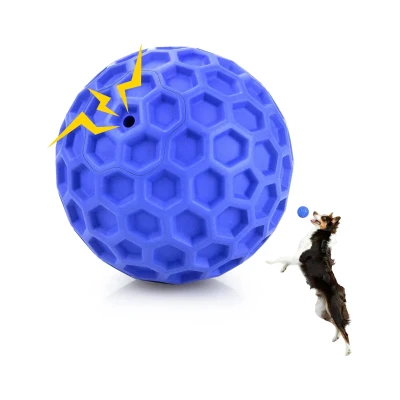 Indestructible Squeaky Dog Ball with High-Stretch and Durable Design, Blue