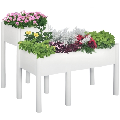 Outsunny 46'' x 34'' x 33'' Elevated Planter Box with Legs, DIY Wooden Raised Garden Bed with Non-woven Liner, Freestanding Plant Stand for Vegetables, Herb and Flowers