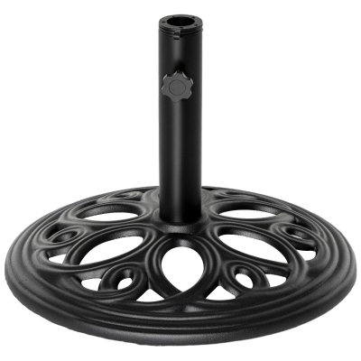 Outsunny Patio Umbrella Base Stand, Round Cast Iron Umbrella Holder for Outdoor, Patio, Garden,Deck and Beach, Fit Dia. 1.5", 2" Pole, Black