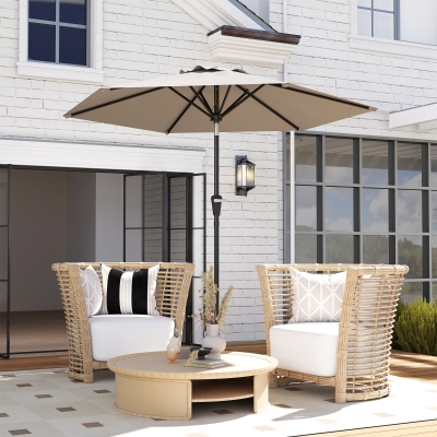 Outsunny Patio Sun Umbrella, Outdoor Parasol with 6 Ribs, Khaki