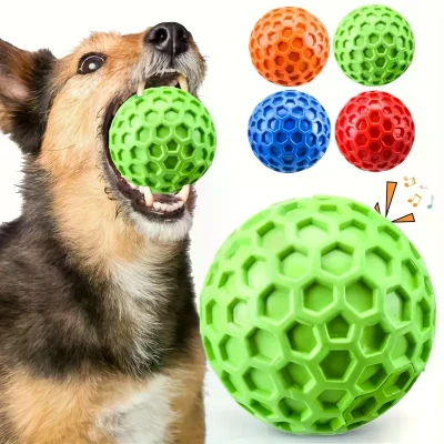 Indestructible Squeaky Dog Balls with High-Stretch Material, Green