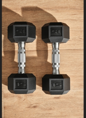 Soozier 15lbs Hex Dumbbell Set of 2, Rubber Weights