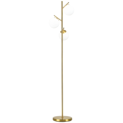 HOMCOM Modern 3-Light Floor Lamp with Globe Shades, Gold